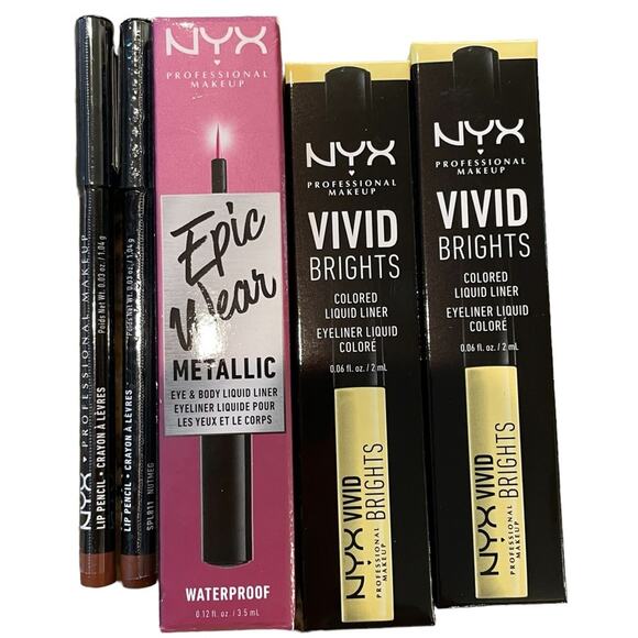 NYX Other - NYX  Eye Liner Lip Liner Lip Pencil Makeup Lot of 5 Items NWT